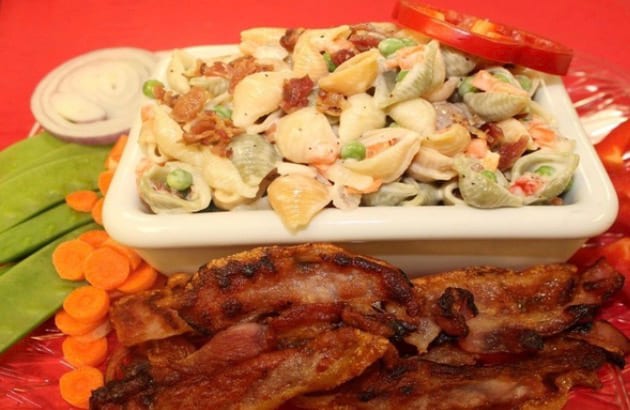 Bacon Ranch pasta salad by the lb.